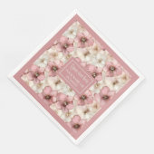 Bleekroze bloemenservet Chic Monogram Aangepaste N Servet (Hoek)