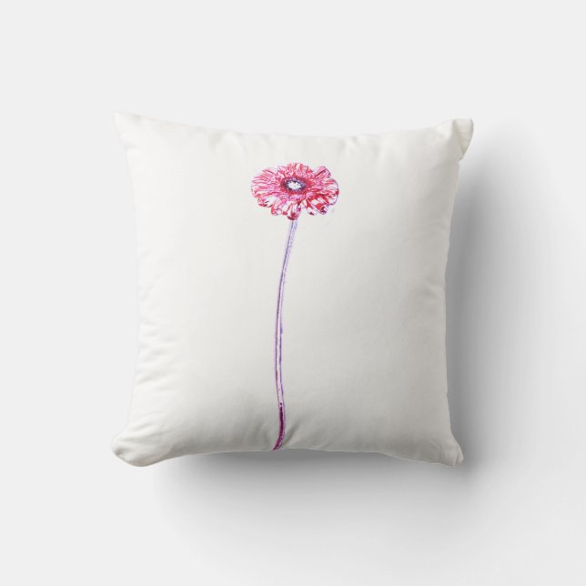 Bleekroze Chrysanthemum Gerbera Bloem Kussen (Voorkant)