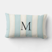 Bleekroze en antiek witte gestreepte monogram kussen (Achterkant)