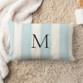 Bleekroze en antieke witte gestreepte monogram kussen (Deken)
