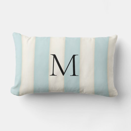 Bleekroze en antieke witte gestreepte monogram kussen (Voorkant)