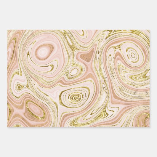 Bleekroze en gouden marmerlook inpakpapier vel (Voorkant 2)