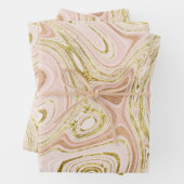 Bleekroze en gouden marmerlook inpakpapier vel (In situ)