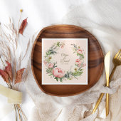 Bleekroze en Roze Bloemige Trouw  Servet