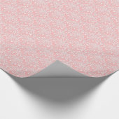 Bleekroze en Witte Bloemendamask Patroon Cadeaupapier (Hoek)