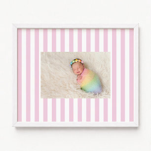 Bleekroze en witte Candy Strepen Baby Meisje Foto Poster
