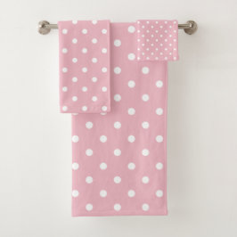 Bleekroze en Witte Stippen Bad Handdoek