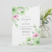 Bleekroze Ethische Botanische Bruiloft Kaart (Staand voorkant)