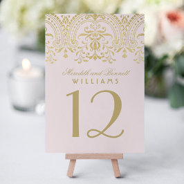 Bleekroze gouden vintage glamour monogram kaart