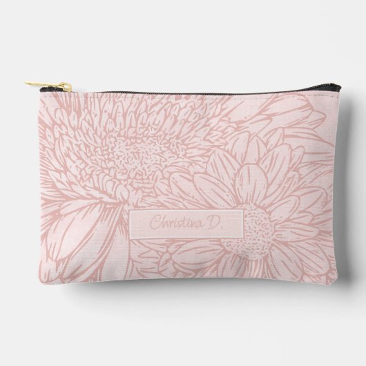 Bleekroze Grunge met Naam en Chrysanten Etui (Voorkant)