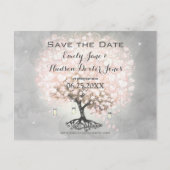 Bleekroze Hartblad Boom Bruiloft Aankondigingskaart (Voorkant)