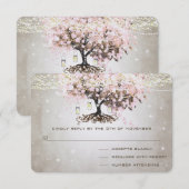 Bleekroze Hartblad Trouw-RSvp RSVP Kaartje (Voorkant / Achterkant)