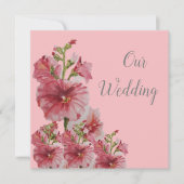 Bleekroze heemroos bloemige trouwkaart kaart (Voorkant)