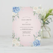 Bleekroze Hortensia Eucalyptus Bruiloft Kaart (Staand voorkant)