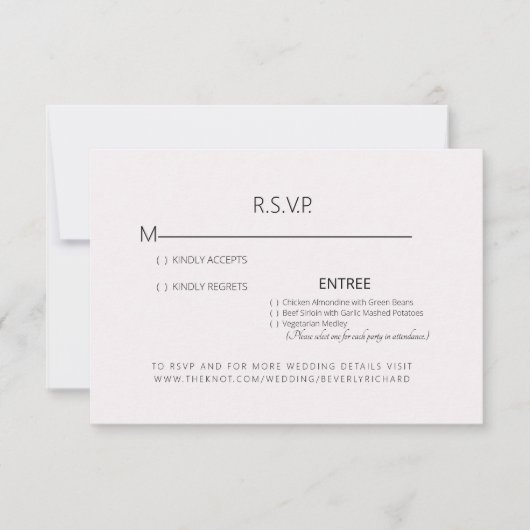 Bleekroze Huwelijks RSVP Kaart (Voorkant)