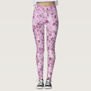 Bleekroze Kasseien Patchwork Terrazzo Patroon Leggings