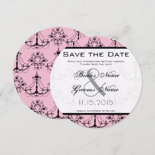 Bleekroze Kroonluchter Trouw Save the Date Kaart