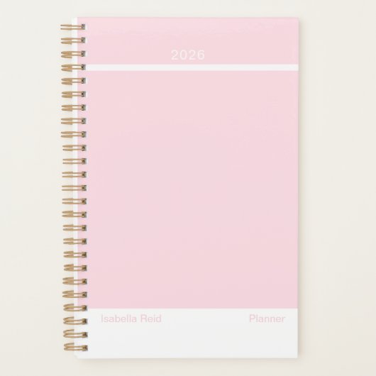 Bleekroze Minimalistische Planner (Voorkant)