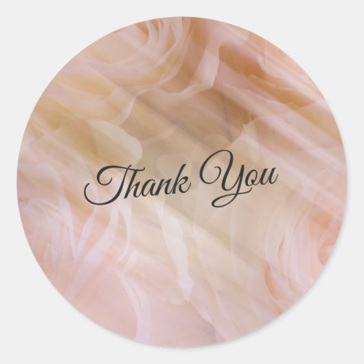 Bleekroze Moderne Tulle Bloemige Bedank Sticker (Voorkant)