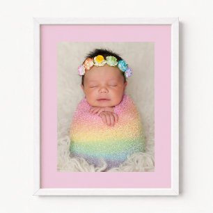 Bleekroze Nieuwe Baby Meisje Foto Poster