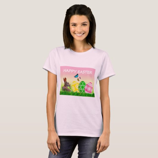 Bleekroze Pasen T-shirt (Voorkant volledig)