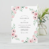 Bleekroze Ranunculus Eucalyptus Bruiloft Kaart (Staand voorkant)