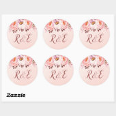 Bleekroze Robijn Bloemige Trouw Monogram Sticker (Vel)