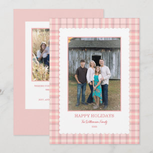 Bleekroze ruit Schulpframe Foto Kerstmis Feestdagenkaart