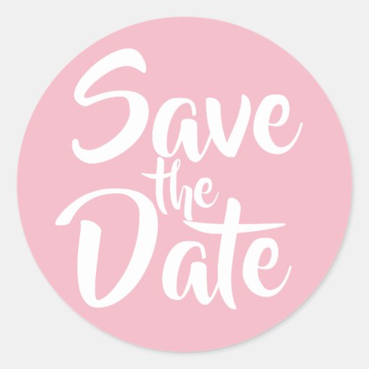 Bleekroze Save the Date Ronde Sticker (Voorkant)