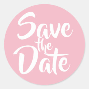 Bleekroze Save the Date Ronde Sticker