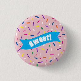 Bleekroze spikkels 'Smakelijk!' badge Ronde Button 3,2 Cm