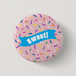 Bleekroze spikkels 'Smakelijk!' badge Ronde Button 3,2 Cm