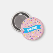 Bleekroze Strooidecoratie 'Lekker!' badge Magneet (Voorkant / Achterkant)