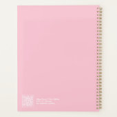 Bleekroze Vrouwelijke Minimalistische Bloemengroot Planner (Achterkant)