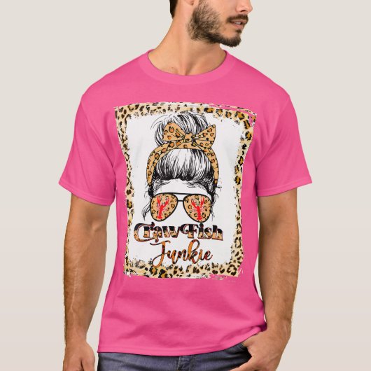 Bleekt kreeft Junkie Leopard Messy Bun met u T-shirt (Voorkant)