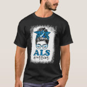 Bleekte Als Warrior Leopard Messy Bun Als Awarene T-shirt (Voorkant)