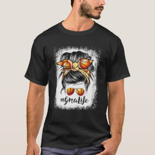 Bleekte Basketball Gma Life Messy Bun Game Day T-shirt