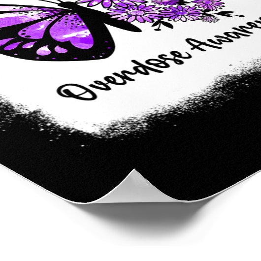 Bleekte Daisy Butterfly Paars Ribbon Overdosering Poster (Hoek)