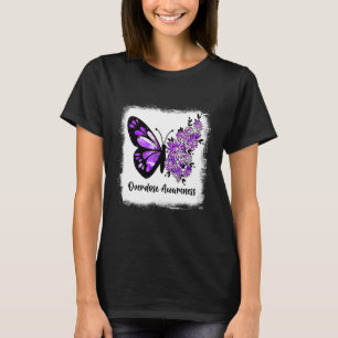 Bleekte Daisy Butterfly Paars Ribbon Overdosering  T-shirt
