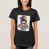 Bleekte Football Mam Life Leopard Messy Bun Playe T-shirt (Voorkant)