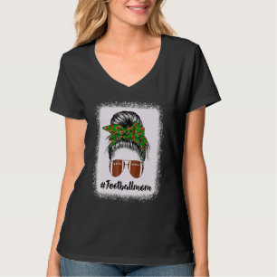 Bleekte Football Moms Life Messy Bun Football Pla T-shirt