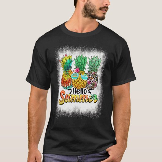 Bleekte Hallo zomeranananas T-shirt (Voorkant)