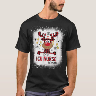 Bleekte ICU Nurse Reindekerst Pajama-kerstmis T-shirt