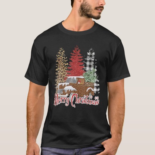 Bleekte kerstbomen met prettige kerstbomen t-shirt (Voorkant)