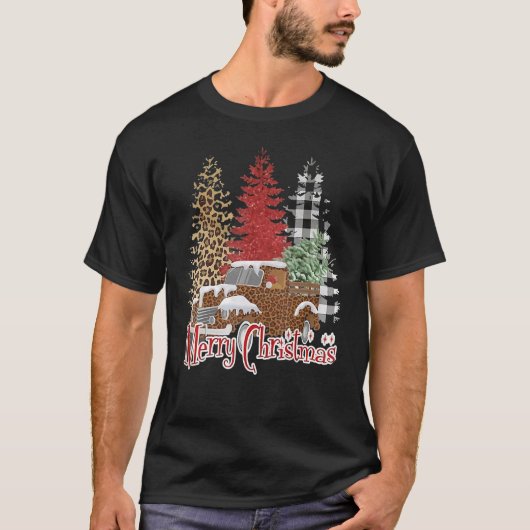 Bleekte kerstbomen met prettige kerstbomen t-shirt (Voorkant)