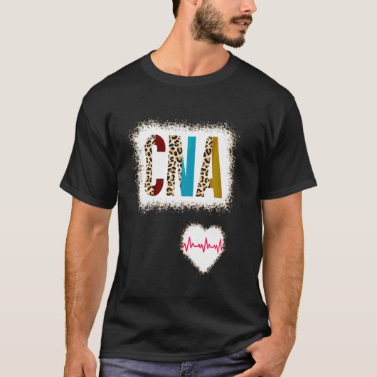 Bleekte kleuren halve luipaard zurend hartslag t-shirt (Voorkant)