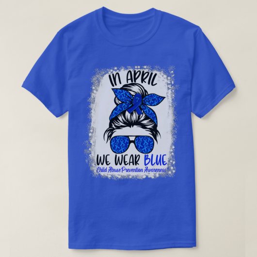 Bleekte Messine Bun Ribbon Child Abuse Prevention  T-shirt (Design voorkant)