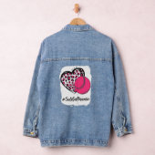 Bleekte Softball Auntie Pink Leopard Heart Messing Denim Jacket (Hangar)