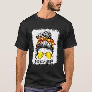 Bleekte Softball Bonus Mam Dag Bonus Mam Mot T-shirt