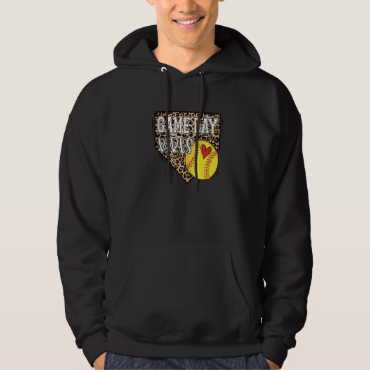 Bleekte Softball Game Day Vibes T-shirt Leopard So (Voorkant)